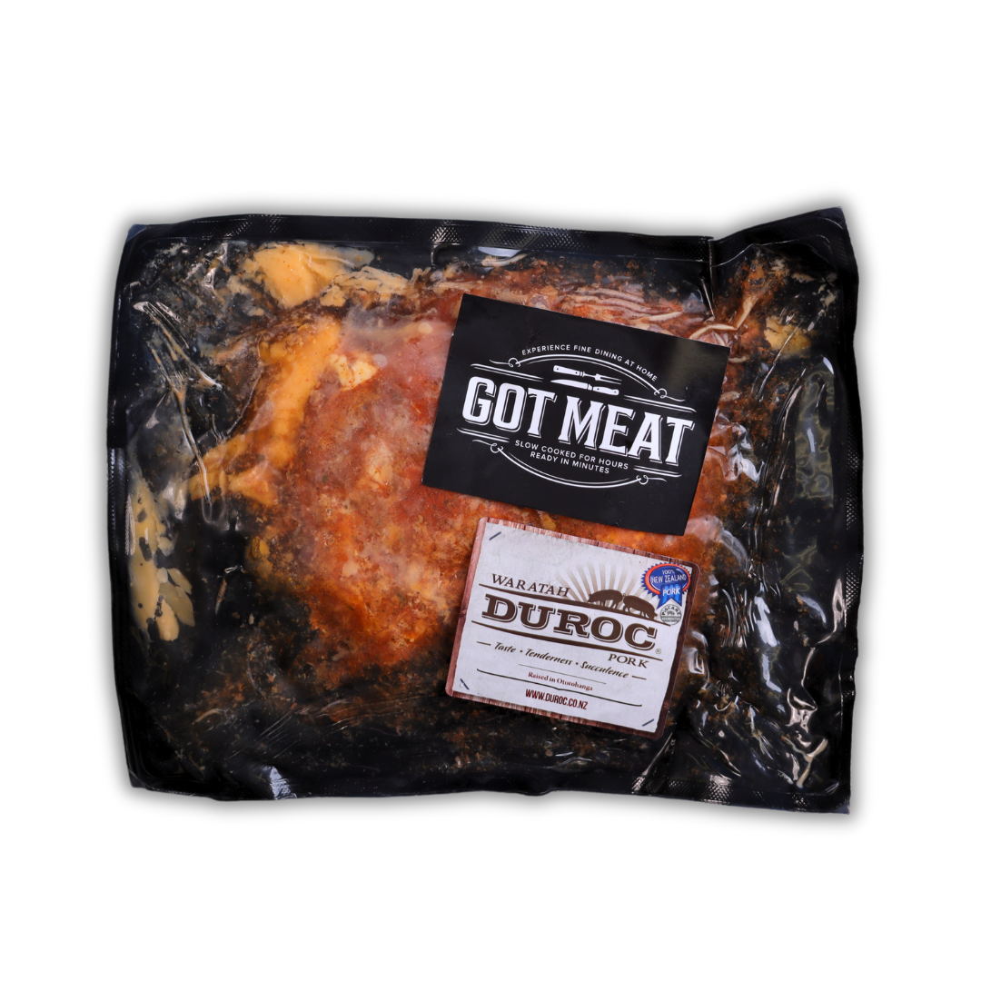 Slow Cooked Pork Scotch Fillet Waratah Duroc Pork. Order Now Online from Got Meat New Zealand.